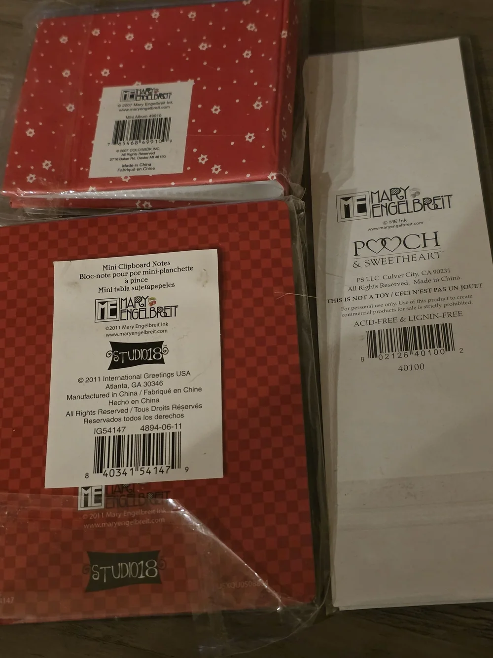 3 Piece Lot Mary Engelbreit Holiday Stickers- Mini Clipboard -Mini Photo Album
